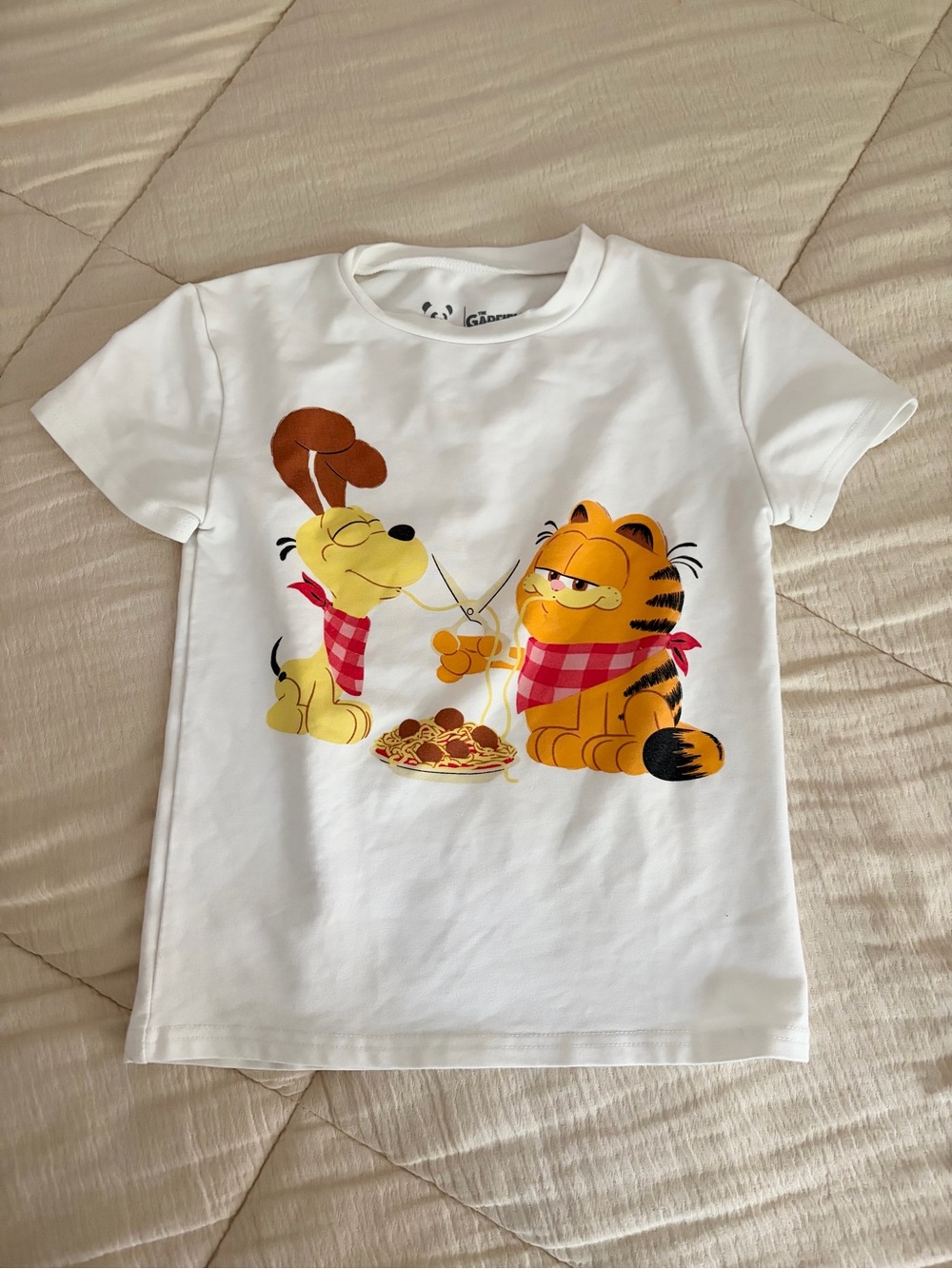Bellabu Bear White Garfield & Odie Graphic Tee - size 6